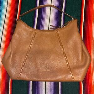Michael Kors Pebbled Leather Hobo Shoulder Bag Brown Gold Hardware